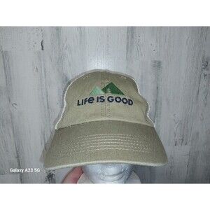 Life Is Good Beige Mesh Embroidered Hat